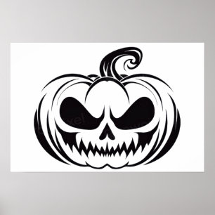 Poster Abóbora com estêncil craniano