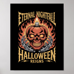 Poster Abóbora de Caveira de Halloween do Crepúsculo Eter