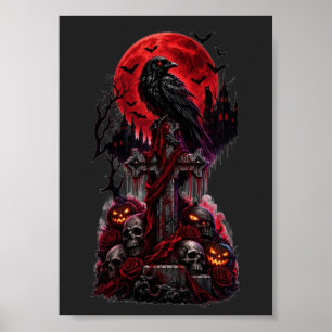 Poster Abóbora de Cemitério Assombrado de Corvo de Hallow