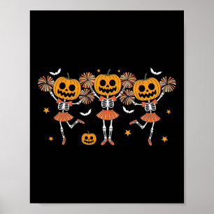 Poster Abóbora de Garota de Torcida Esqueleto Halloween G