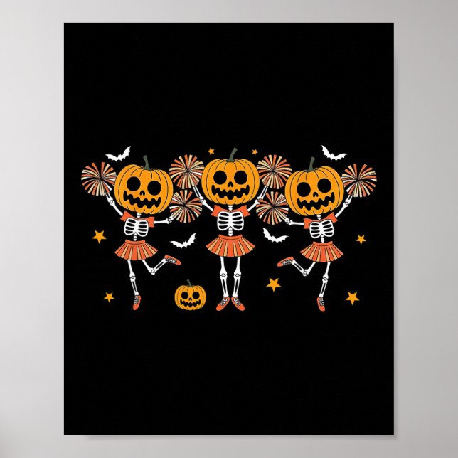 Poster Abóbora de Garota de Torcida Esqueleto Halloween G (Frente)