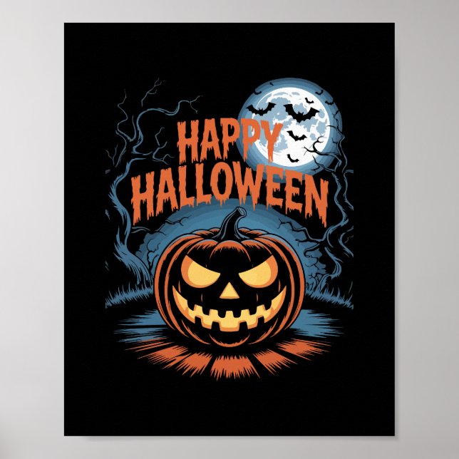 Poster Abóbora de Halloween Assustadora (Frente)