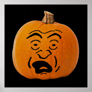 Pôster Abóbora de Halloween com Rosto Assustado de Jack o