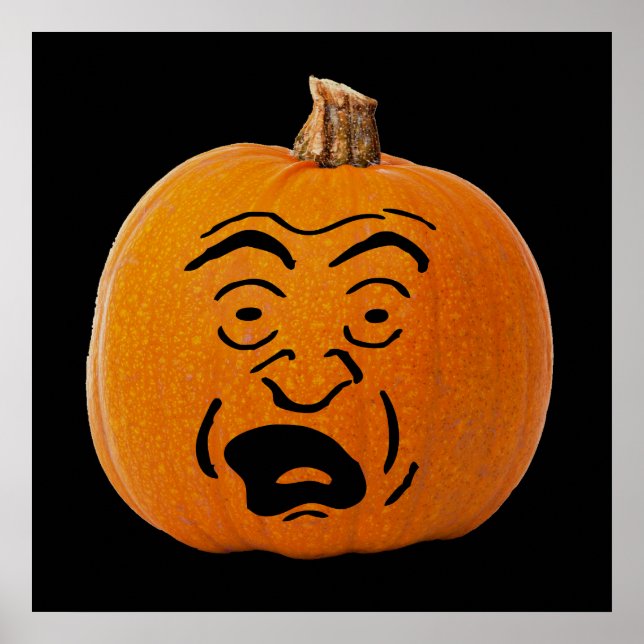 Pôster Abóbora de Halloween com Rosto Assustado de Jack o (Frente)