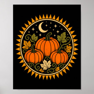 Poster Abóbora de Halloween cottagecore retrô vintage