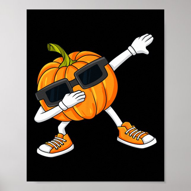 Poster Abóbora de Halloween Dabbing Dia de Ação de Graças (Frente)
