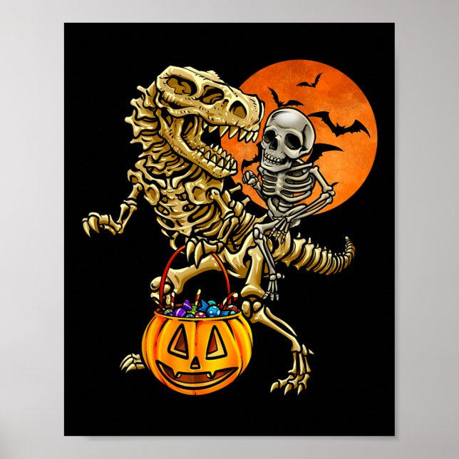 Poster Abóbora de Halloween de Dinossauro Esqueleto para  (Frente)