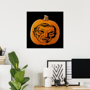 Pôster Abóbora de Halloween Rosto de Vampiro, Jack o' Lan