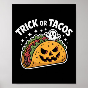Poster Abóbora de Halloween Taco Assustador Comida Mexica
