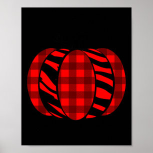 Poster Abóbora de Halloween Zebra Xadrez Búfalo Para Mulh