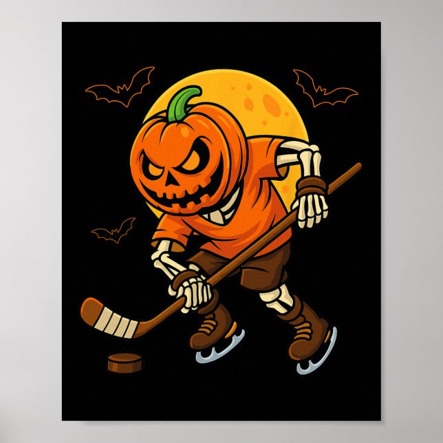 Poster Abóbora de Hóquei no Gelo no Rosto de Halloween Es (Frente)