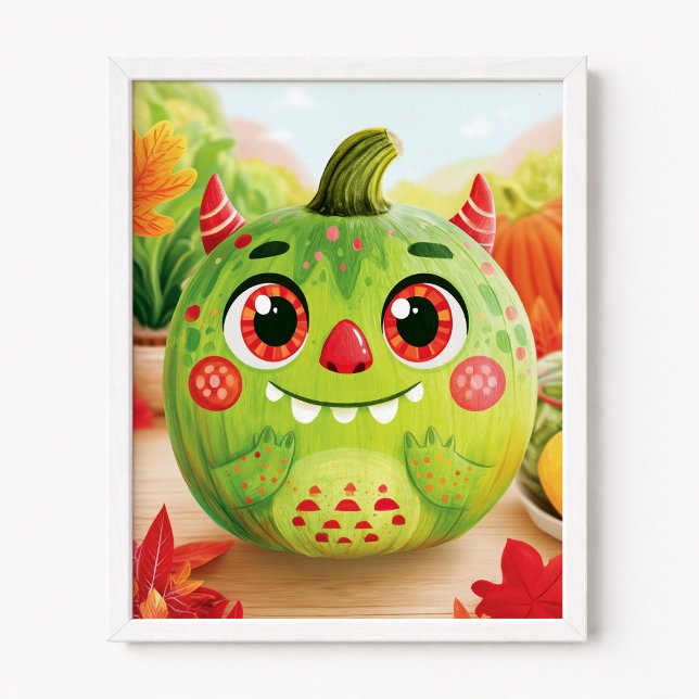 Poster Abóbora Disfarçada de Monstro Verde (Pumpkin Disguised as Green Monster Poster)