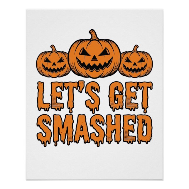 Pôster Abóbora Divertida de Halloween Vamos nos Esmagar (Frente)