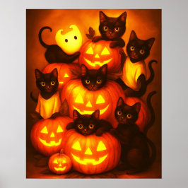 Poster Abóbora do Dia das Bruxas brilhante com Posto de G