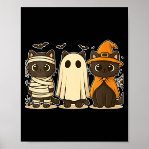 Poster Abóbora Engraçada de Halloween Feminina Gato Preto