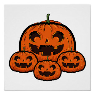 Pôster Abóbora engraçada de Halloween, Halloween assustad