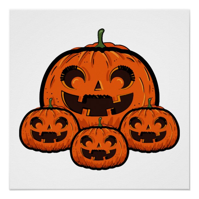 Pôster Abóbora engraçada de Halloween, Halloween assustad (Frente)