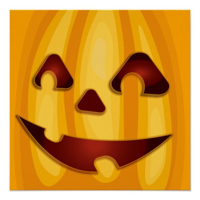 Pôster Abóbora esculpida sorrindo design de Halloween (Frente)