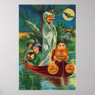 Poster Abóbora Fantasma Coruja Lua Cheia