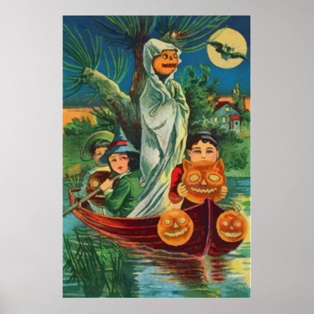 Poster Abóbora Fantasma Coruja Lua Cheia (Frente)