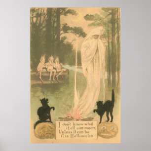 Poster Abóbora Fantasma Gato Preto Elfos