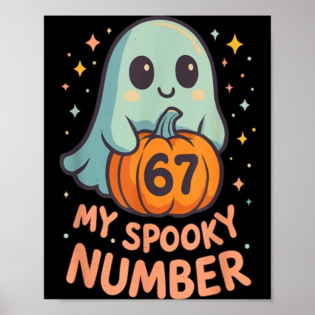 Poster Abóbora fantasma kawaii fofa 67 meme engraçado mat (Frente)