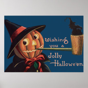 Poster Abóbora Jack O' Lantern Cachimbo de Bruxa