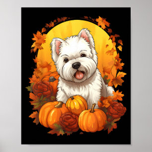 Poster Abóbora Westie Cachorro Halloween Dia de Ação de G