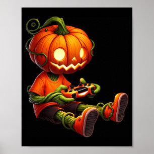 Poster Abóboras de Halloween Cabeça Gamer Vídeo Jogos Men