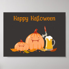 Poster Abóboras e Cerveja Personalizadas Feliz Dia das Br