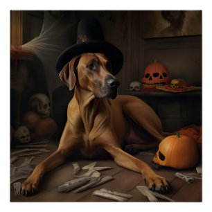 Pôster Abóboras Ridgeback da Rodésia Halloween Assustador