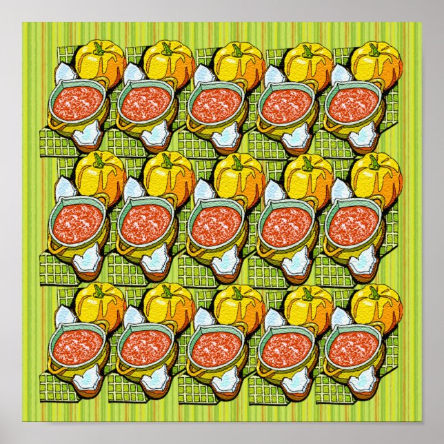 Poster Abóboras, Sopa e Pequeno Fundo Listrado (Frente)