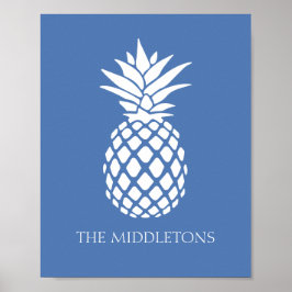 Poster Abonecado abacaxi branco em azul