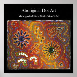 Pôster Aboriginais Dançam Perto do Fogo do Campo