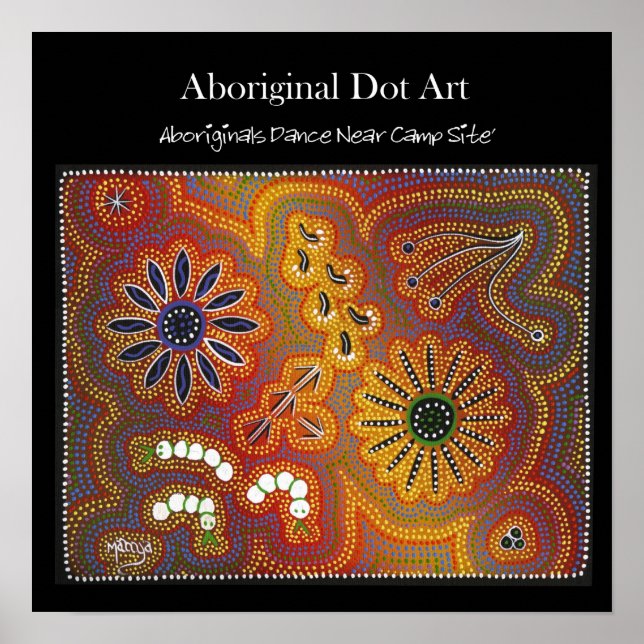 Pôster Aboriginais Dançam Perto do Fogo do Campo (Frente)