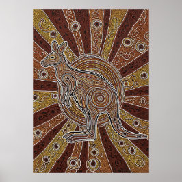Poster Aboriginal Kangaroo Dot