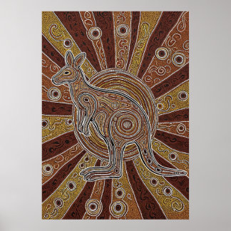 Poster Aboriginal Kangaroo Dot