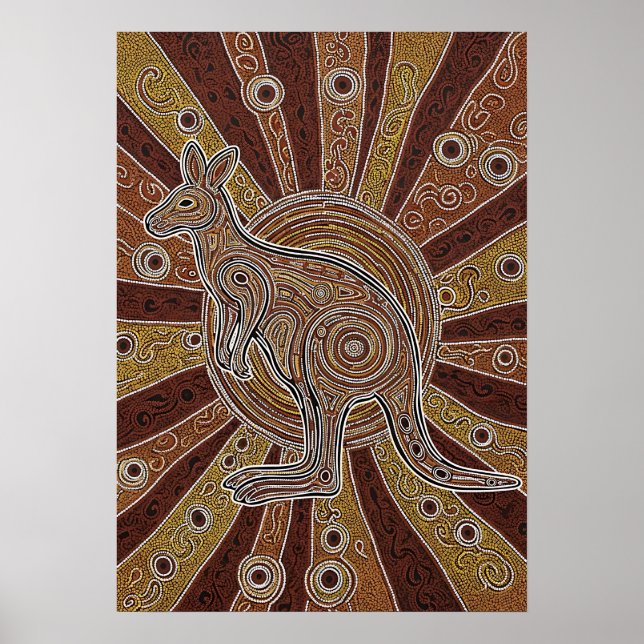 Poster Aboriginal Kangaroo Dot (Frente)