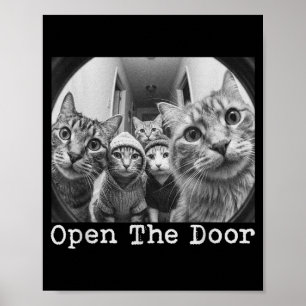 Poster Abra a porta gangue de gatos vintage gatos engraça