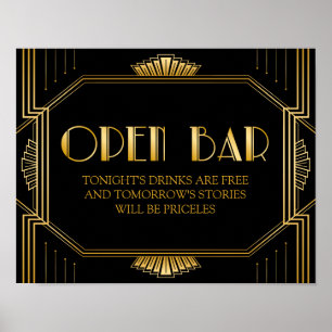 Pôster Abra o art deco do sinal   Gatsby do casamento do