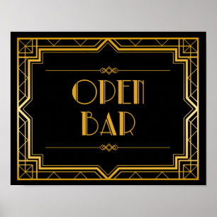 Pôster Abra o art deco do sinal Gatsby do casamento do