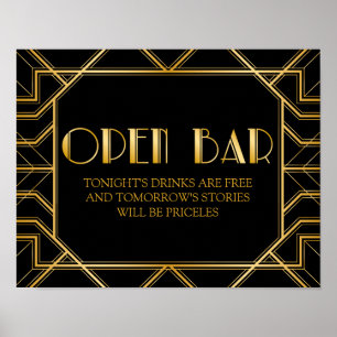 Pôster Abra o art deco do sinal   Gatsby do casamento do