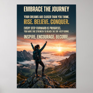 Poster Abraçar a Jornada Motivacional Nascer do Sol na Mo