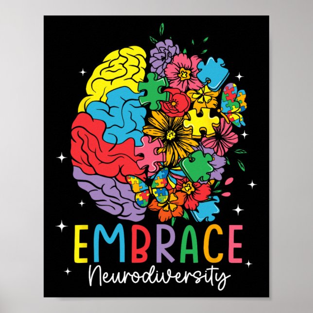 Poster Abraçar a Neurodiversidade Consciência do Autismo  (Frente)