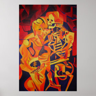 Poster Abraçar Arte Geométrica Colorida à Morte