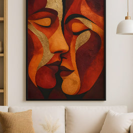 Poster Abraçar Você – Casal Romântico Beijo Arte Abstrata