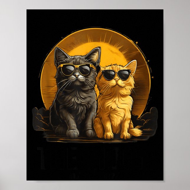 Poster Abraço de Eclipse Solar Total de Gato Engraçado (Frente)