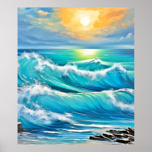 Poster Abraço do Oceano: Arte de Onda