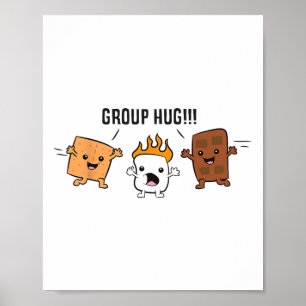 Poster Abraço em Grupo S'mores Fogueira Marshmallow Choco