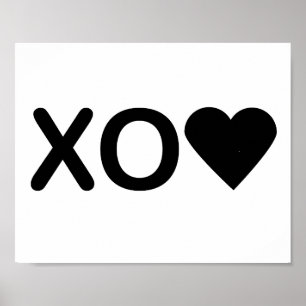 Poster Abraços e beijos XO Coração Preto